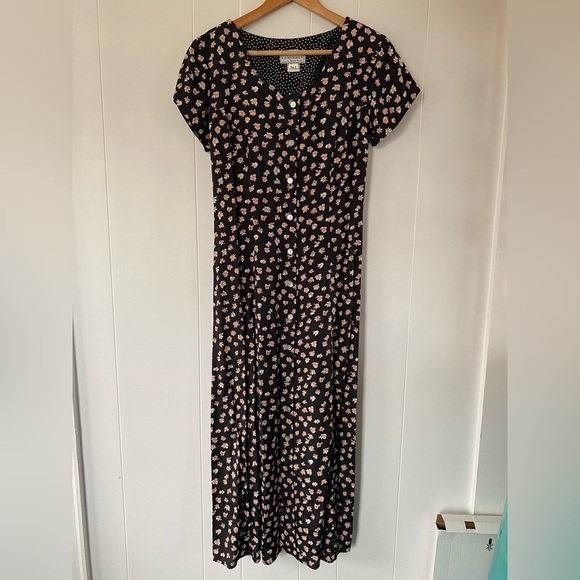 Vintage ED Michaels Melanie Drucker Floral Dress Button Down Tie Back Prairie - Picture 5 of 13